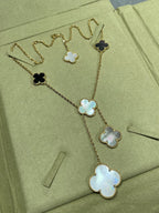 ⭐Miroze CLOVER 6 MOTIF MOP ONYX GOLD NECKLACE