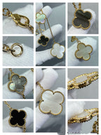 ⭐Miroze CLOVER 6 MOTIF MOP ONYX GOLD NECKLACE