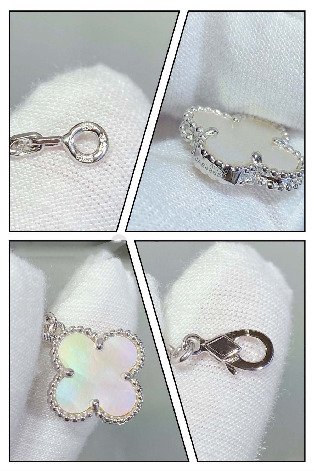 [⭐Miroze]CLOVER 5 MOTIF WHITE MOP SILVER BRACELET