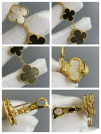 ⭐Miroze CLOVER 3 MOTIF MOP ONYX DARK MOP PINK GOLD EARRINGS