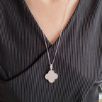 ⭐Miroze CLOVER 25MM LARGE PEDANT DIAMOND PAVED LONG NECKLACE