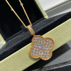 ⭐Miroze CLOVER 25MM LARGE PEDANT DIAMOND PAVED LONG NECKLACE