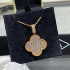 ⭐Miroze CLOVER 25MM LARGE PEDANT DIAMOND PAVED LONG NECKLACE