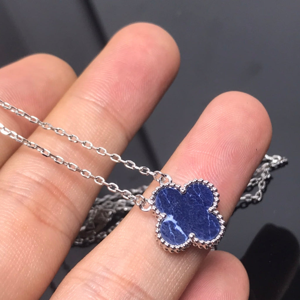 ⭐Miroze CLOVER PIETERSITE SILVER LONG NECKLACE
