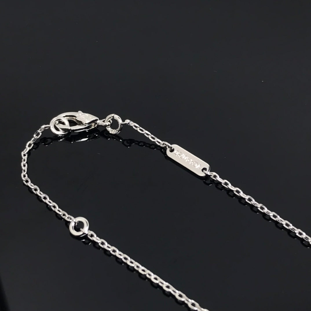 ⭐Miroze CLOVER PIETERSITE SILVER LONG NECKLACE
