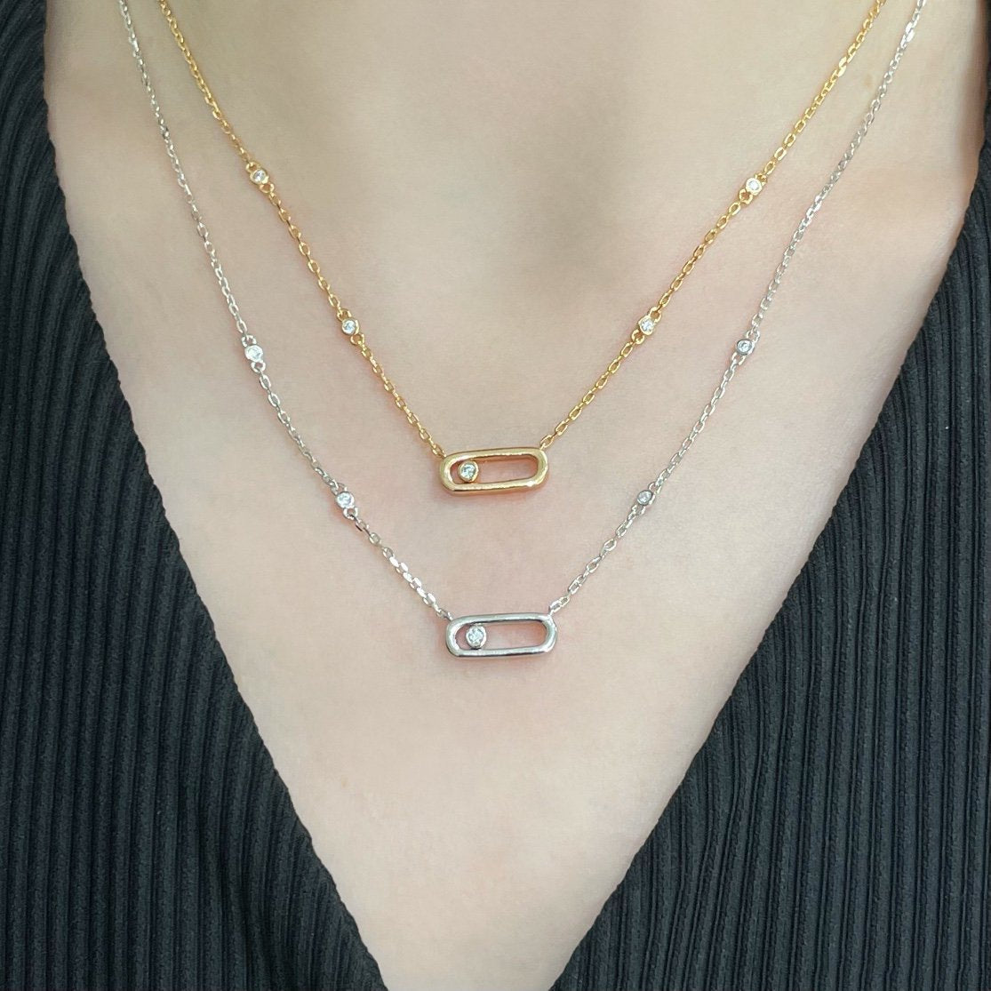 [⭐Miroze]MOVE UNO DIAMOND NECKLACE