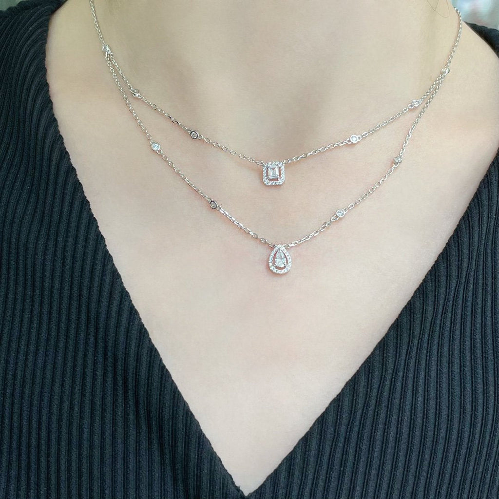 [⭐Miroze]MY TWIN 2 ROW DIAMOND NECKLACE