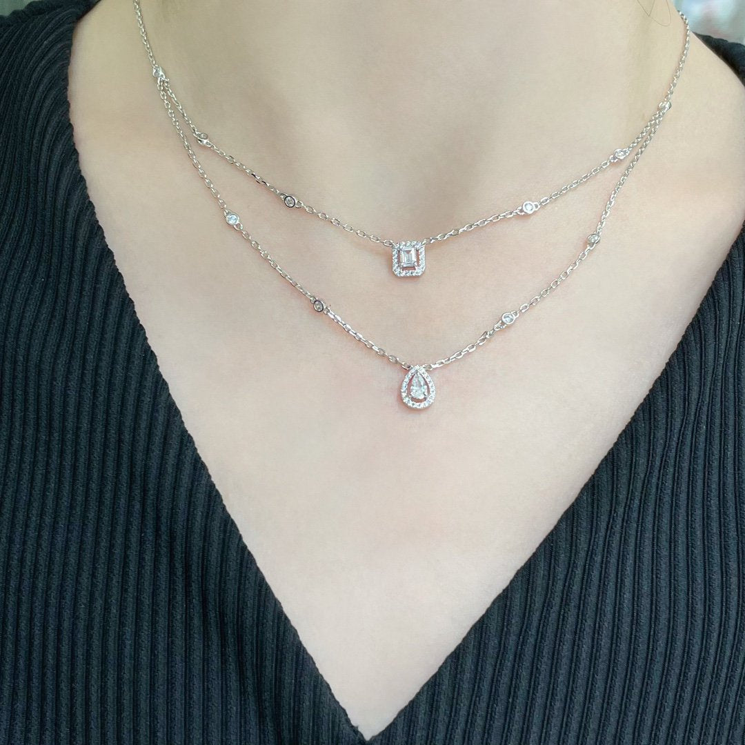 [⭐Miroze]MY TWIN 2 ROW DIAMOND NECKLACE