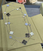 ⭐Miroze CLOVER 16 MOTIF CHALCEDONY MOP SILVER NECKLACE