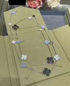 ⭐Miroze CLOVER 16 MOTIF CHALCEDONY MOP SILVER NECKLACE
