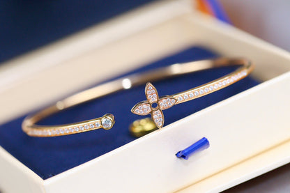 [⭐Miroze]IDYLLE PINK GOLD OPEN BRACELET DIAMOND PAVED