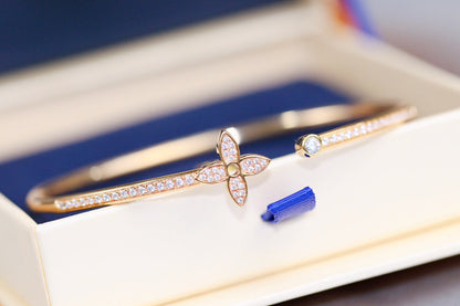 [⭐Miroze]IDYLLE PINK GOLD OPEN BRACELET DIAMOND PAVED