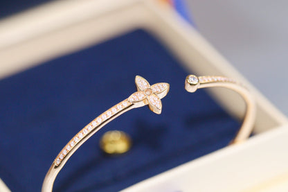 [⭐Miroze]IDYLLE PINK GOLD OPEN BRACELET DIAMOND PAVED