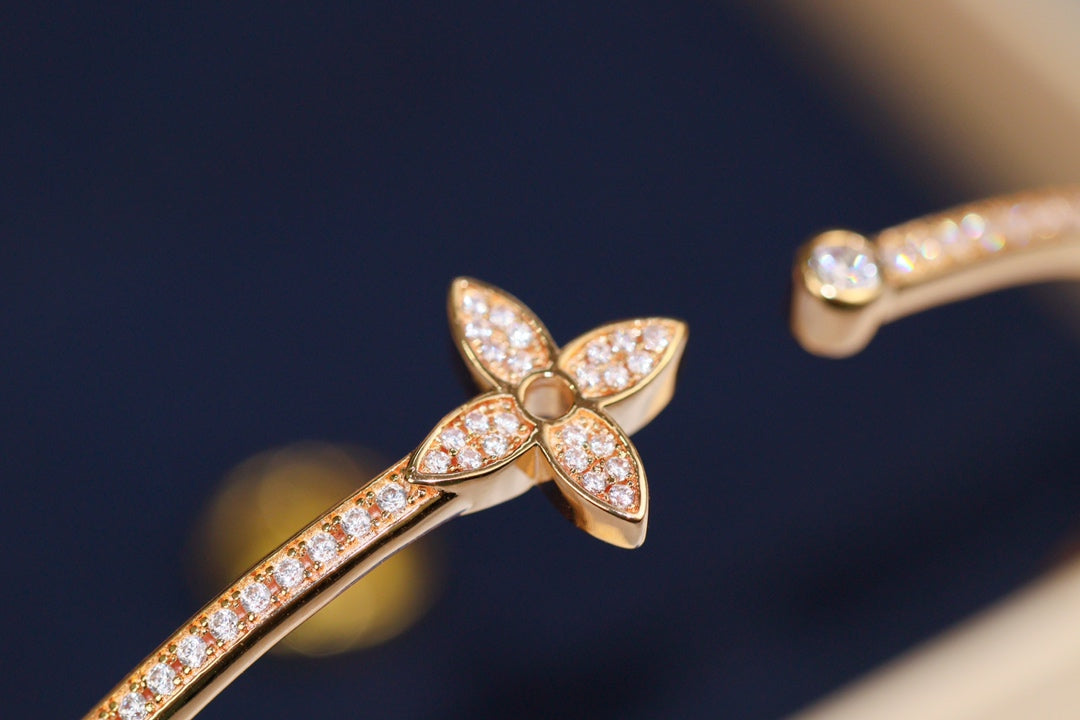 ⭐Miroze IDYLLE PINK GOLD OPEN BRACELET DIAMOND PAVED
