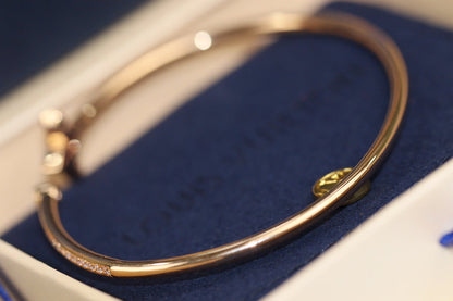 [⭐Miroze]IDYLLE PINK GOLD OPEN BRACELET DIAMOND PAVED