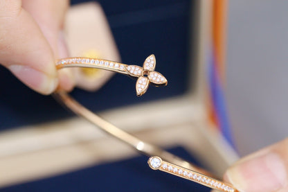 [⭐Miroze]IDYLLE PINK GOLD OPEN BRACELET DIAMOND PAVED