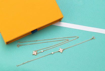 [⭐Miroze]STAR PINK MOP 1 DIAMOND PINK GOLD NECKLACE