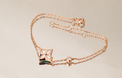 [⭐Miroze]STAR PINK MOP 1 DIAMOND PINK GOLD NECKLACE
