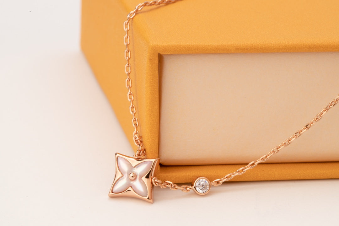 ⭐Miroze STAR PINK MOP 1 DIAMOND PINK GOLD NECKLACE