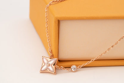 [⭐Miroze]STAR PINK MOP 1 DIAMOND PINK GOLD NECKLACE