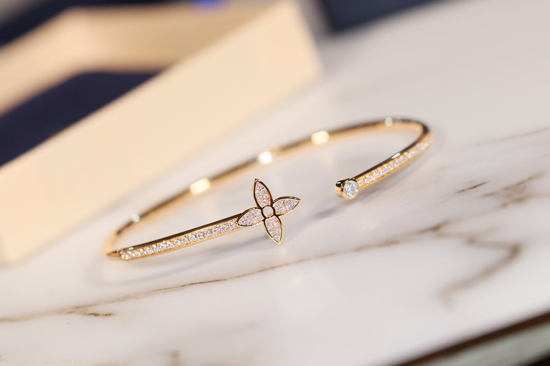 [⭐Miroze]IDYLLE GOLD OPEN BRACELET DIAMOND PAVED