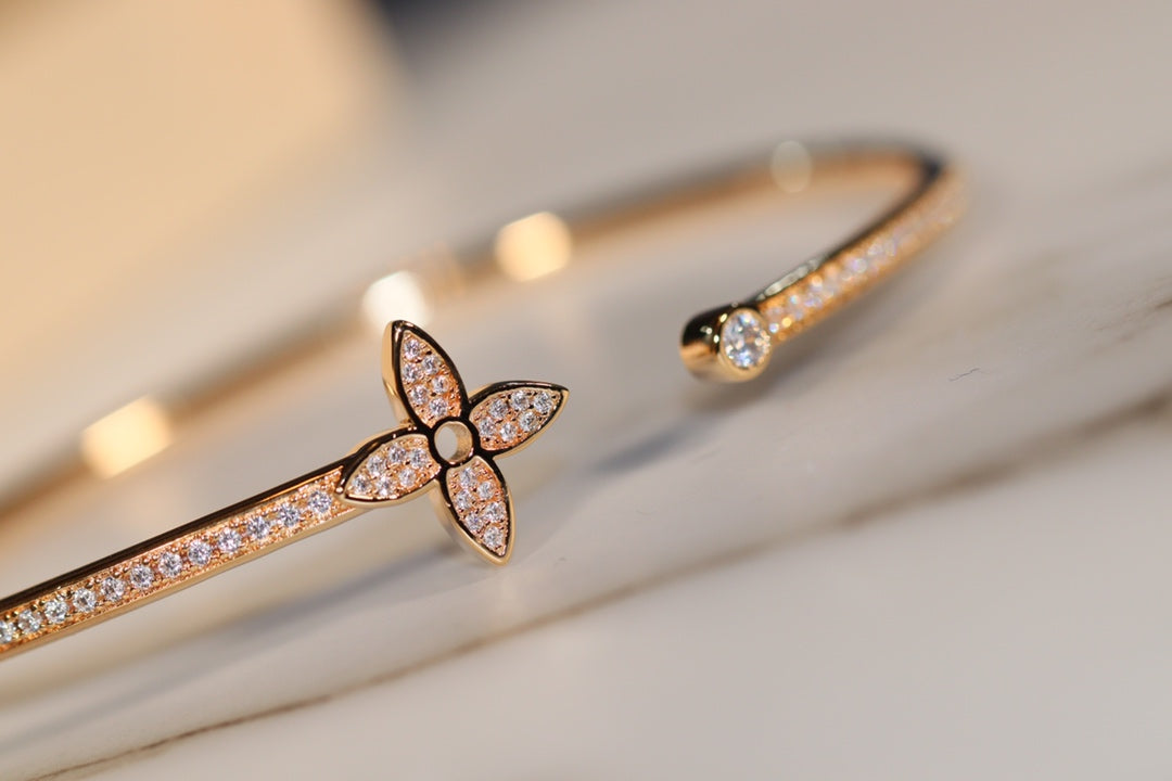 [⭐Miroze]IDYLLE GOLD OPEN BRACELET DIAMOND PAVED