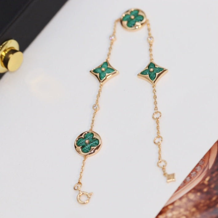 ⭐Miroze STAR AND SUN 4 MOTIF PINK GOLD MALACHITE BRACELET