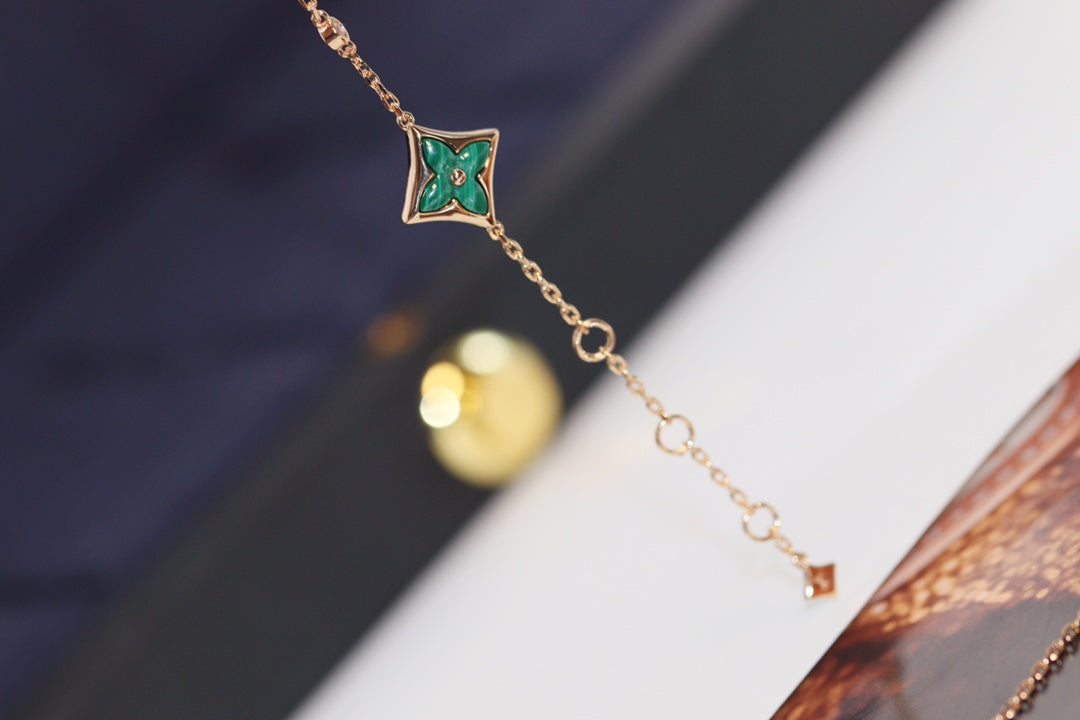 [⭐Miroze]STAR AND SUN 4 MOTIF PINK GOLD MALACHITE BRACELET
