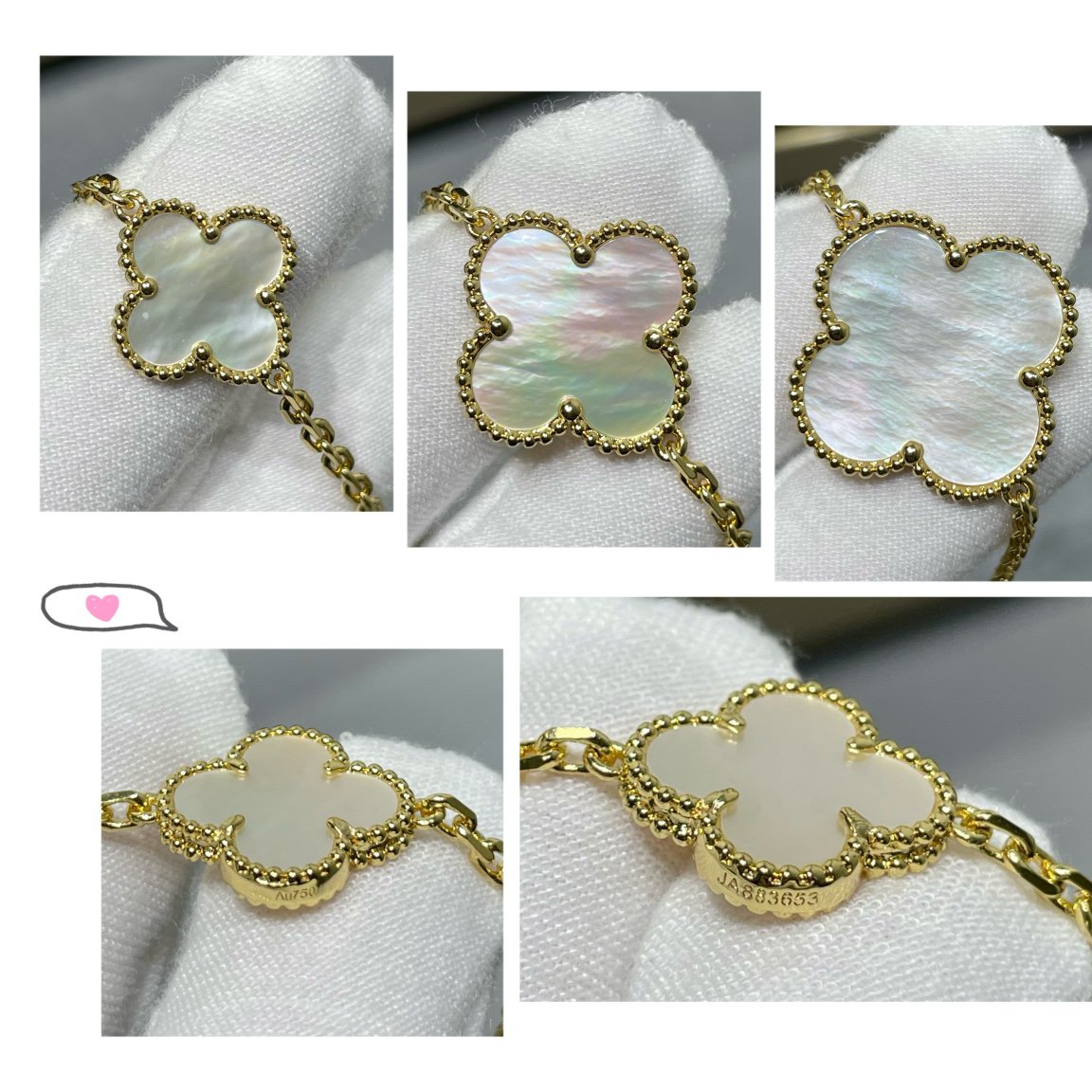 ⭐Miroze CLOVER 16 MOTIF WHITE MOP GOLD NECKLACE
