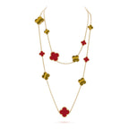 ⭐Miroze CLOVER 16 MOTIF CARNELIAN TIGER EYE ROSE GOLD NECKLACE