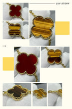 ⭐Miroze CLOVER 16 MOTIF CARNELIAN TIGER EYE ROSE GOLD NECKLACE