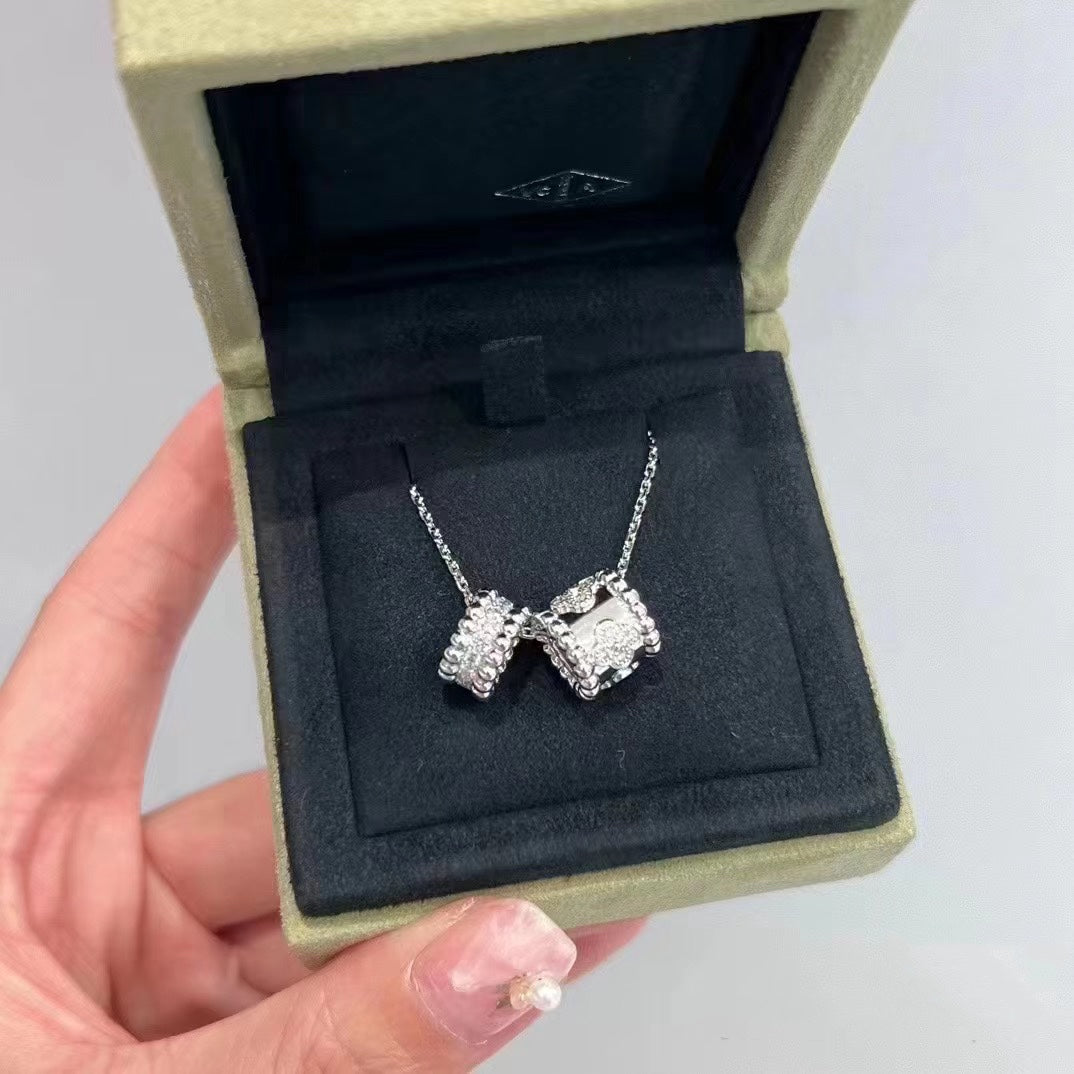 [⭐Miroze]PERLEE DOUBLE PENDANT SILVER DIAMOND NECKLACE