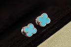 ⭐Miroze CLOVER MINI TURQUOISE SILVER STUD EARRINGS