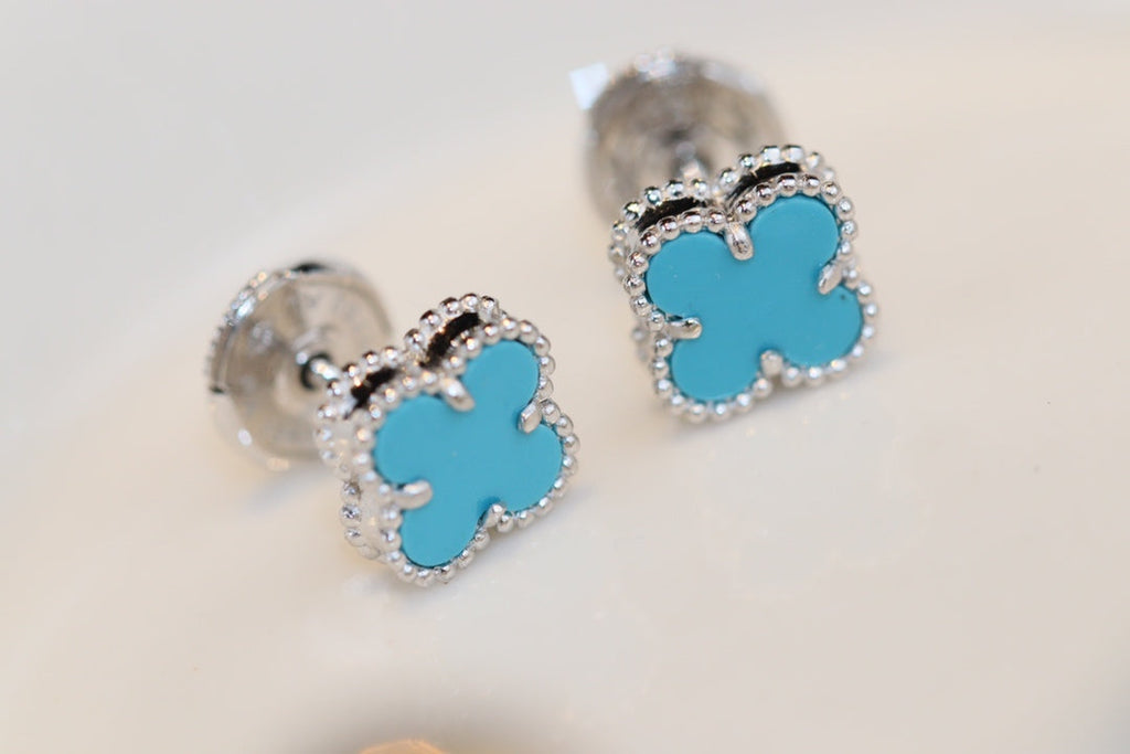 ⭐Miroze CLOVER MINI TURQUOISE SILVER STUD EARRINGS