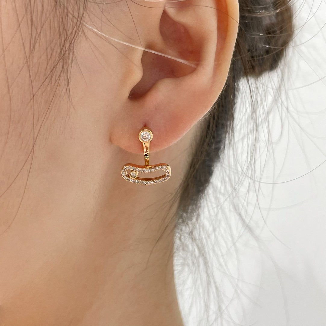 [⭐Miroze]MOVE UNO ピンクゴールド ダイヤモンド イヤリング