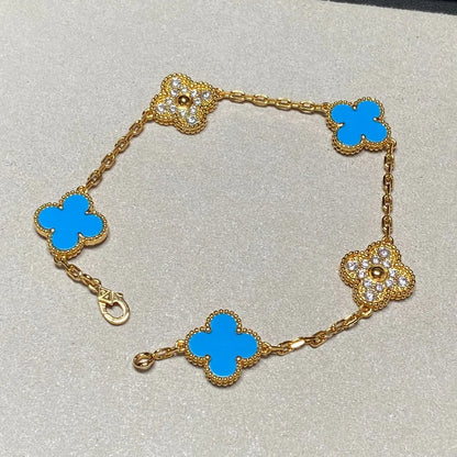 [⭐Miroze] CLOVER 5 MOTIF BLUE AGATE BRACELET COLLECTION