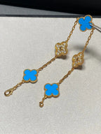 [⭐Miroze ]New CLOVER 5 MOTIF BLUE AGATE BRACELET COLLECTION