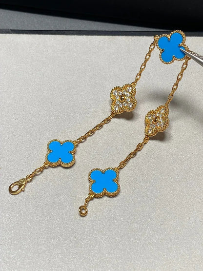[⭐Miroze] CLOVER 5 MOTIF BLUE AGATE BRACELET COLLECTION