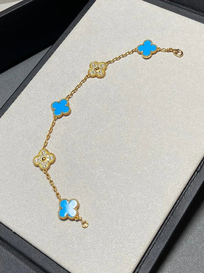[⭐Miroze] CLOVER 5 MOTIF BLUE AGATE BRACELET COLLECTION