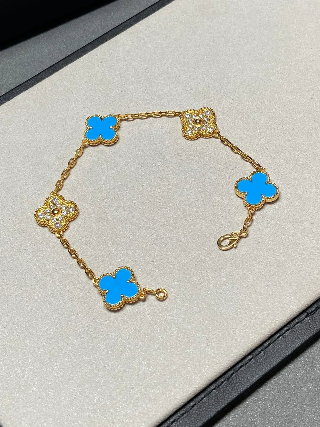 [⭐Miroze ]New CLOVER 5 MOTIF BLUE AGATE BRACELET COLLECTION