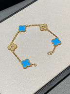 [⭐Miroze ]New CLOVER 5 MOTIF BLUE AGATE BRACELET COLLECTION