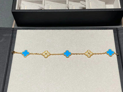[⭐Miroze] CLOVER 5 MOTIF BLUE AGATE BRACELET COLLECTION