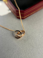 ⭐Miroze LOVE NECKLACE DOUBLE RING PINK GOLD