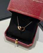 ⭐Miroze LOVE NECKLACE DOUBLE RING PINK GOLD