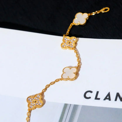 [⭐Miroze]CLOVER WHITE PEARL MOP 5 MOTIF BRACELET COLLECTION