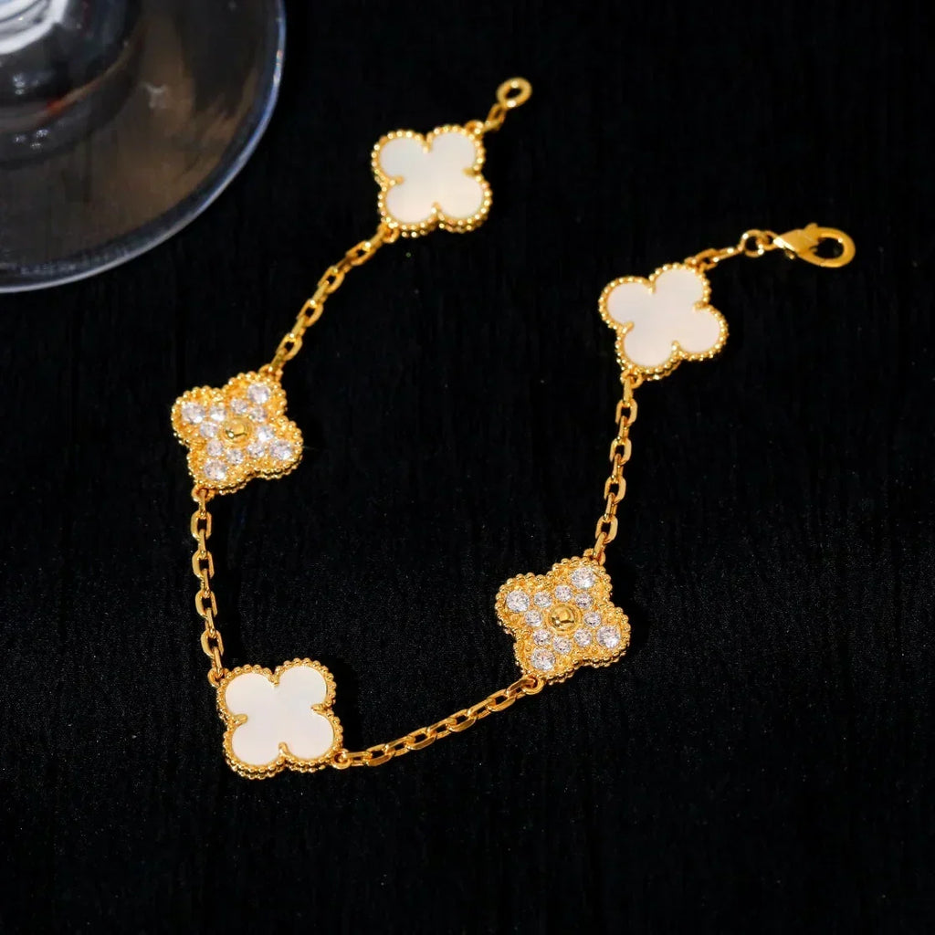 [⭐Miroze ]New CLOVER WHITE PEARL MOP 5 MOTIF BRACELET COLLECTION