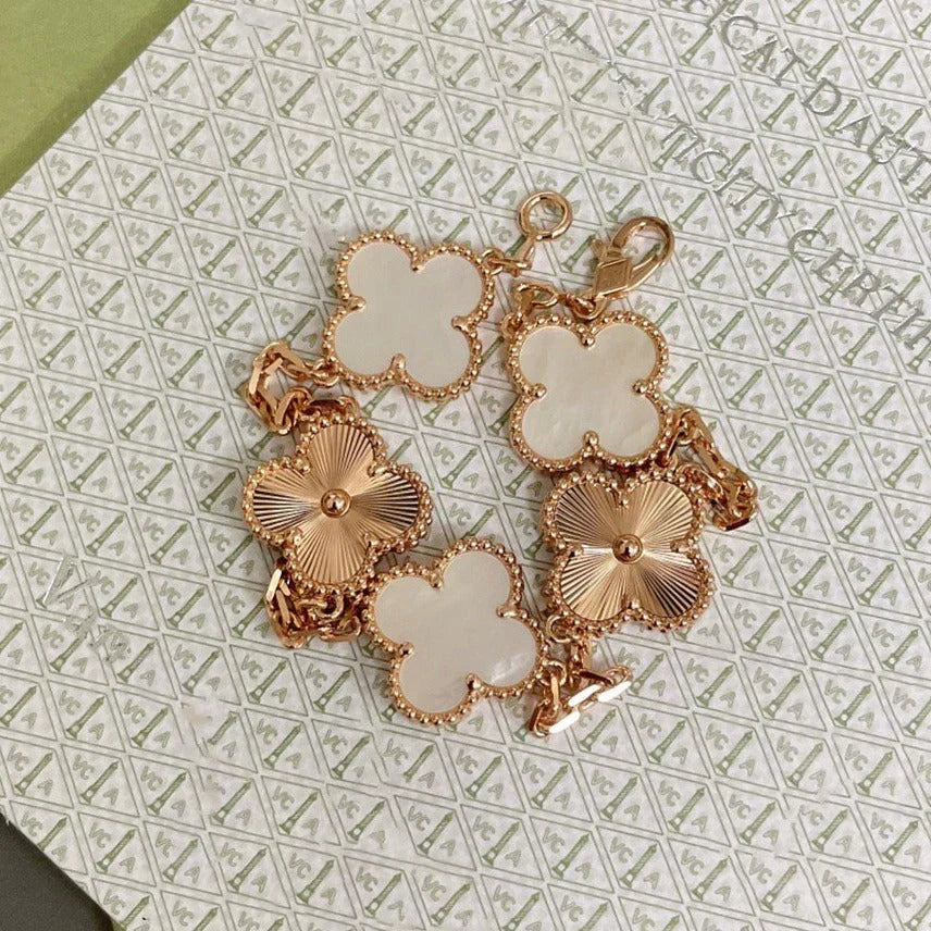 [⭐Miroze]CLOVER WHITE PEARL MOP 5 MOTIF BRACELET COLLECTION