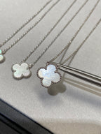 ⭐Miroze CLOVER MEDIUM SILVER WHITE MOP NECKLACE
