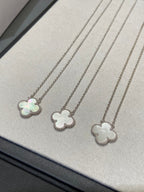 ⭐Miroze CLOVER MEDIUM SILVER WHITE MOP NECKLACE