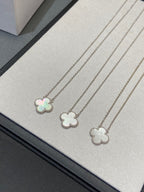 ⭐Miroze CLOVER MEDIUM SILVER WHITE MOP NECKLACE